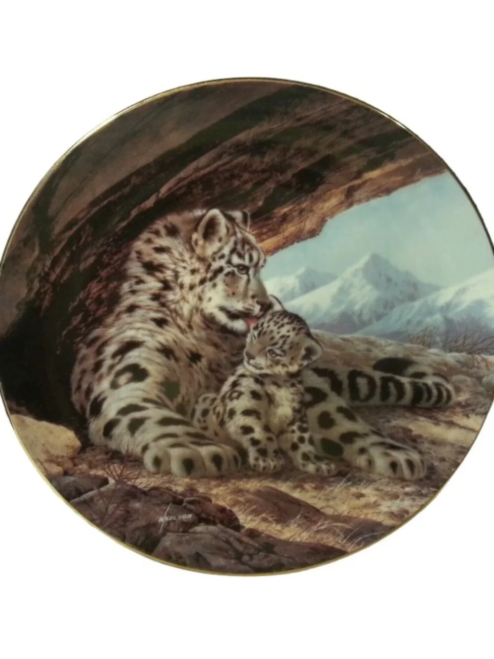 Bradford Exchange Snow Leopard Plate 1989 W.S. George COA Box Endangered Species